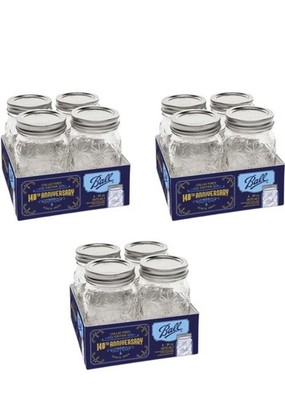 Ball Limited Edition 140th Anniversary Glass Mason Jars, Regular Mouth Pint Size