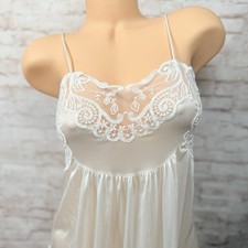 Vintage Lingerie Nightgown White Long Lace Front Donna Richards Gilligan OMalley