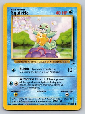 Squirtle 93/130 Common Base Set 2 Pokemon Lightly Played