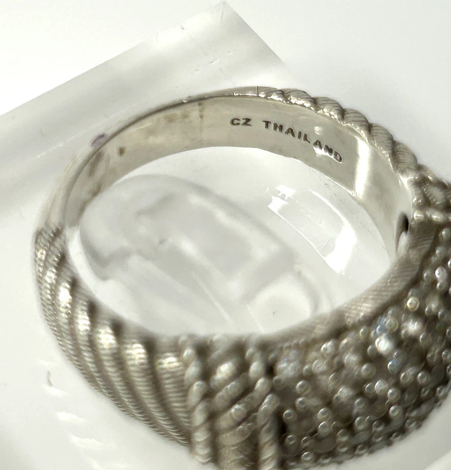 Anillo de cóctel Judith Ripka 925 plata circonita cúpula talla 11 GRANDE mano Foto 4 de 4