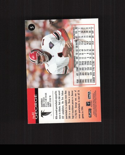 1995 SkyBox Impact #5 Jeff George Football Card Atlanta Falcons - Picture 2 of 2