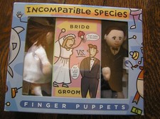 Mary Meyer Humorous Wedding Gag Incompatible Species BRIDE GROOM FINGER PUPPETS
