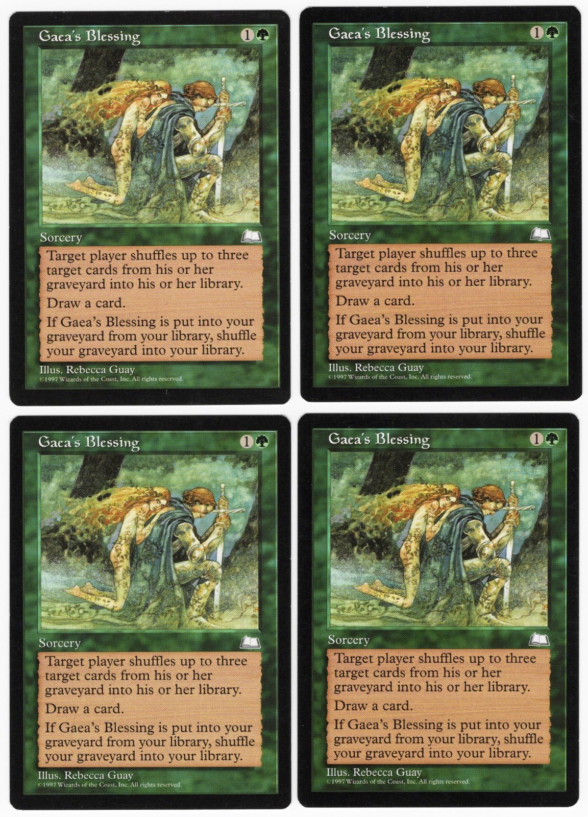 Gaea's Blessing x4 4x 1997 Weatherlight 129 PLAYSET Green Unc Sorcery MTG NM AZ1
