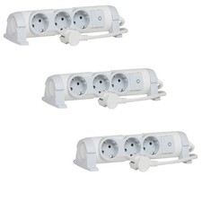 Legrand 3-Fach Drehbare Steckdosenleiste Mehrfachsteckdose mit Schalter 3ER PACK