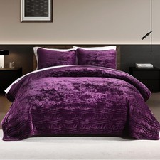 Velvet Quilt, Purple Bedding Comforter Sets, Luxury Plush Queen Comforter Set,So