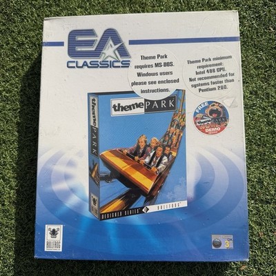 Freizeitpark Big Box PC Spiel Theme Park World + Demo Disc CD Rom 1994 NEU EA Sports