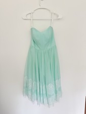Davids Bridal Dress Babydoll Teal Pastel Seafoam Strapless Wedding 0 Xxs Formal