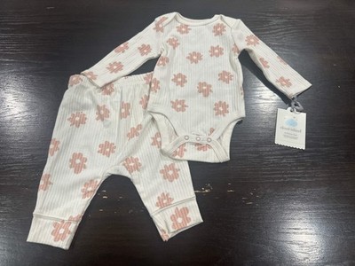 Cloud Island  Baby 2-Piece Ribbed Floral Set   Cream