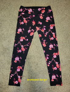 Victoria Secret Women’s Floral Ankle Leggings Size L Regular Black Pink