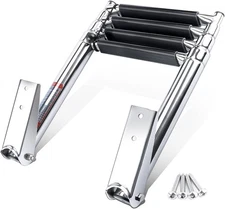 Amarine Made Boat Ladder 4 Step Stainless Steel Telescoping Ladder Swim Step