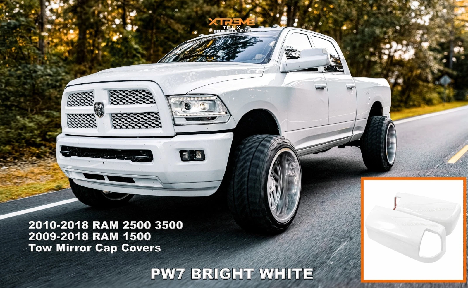 Painted Bright White Turn Signal Tow Mirror Covers Fits 2010-2018 Ram 2500 3500