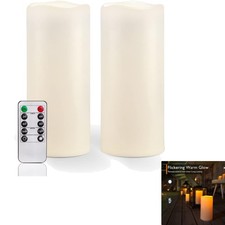 LED Kerzen  , Flammenlos, Fernbedienung, Timer, 2er-Set, outdoor