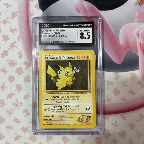 Lt. Surge's Pikachu (Unlimited) graded CGC 8.5 for sale on eBay