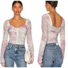 Free People All Night Corset Bustier Fitted Ruched TopCloud Combo XS