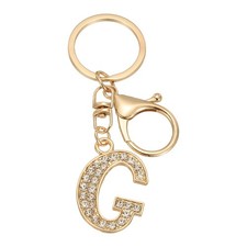 Initial Letter Key Chain, Crystal Alphabet Letter A-Z Keychain, Golden G 