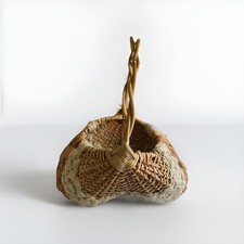 VTG Large Wicker Split Buttocks Egg Gathering Basket 8  x13  
