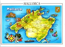 Mallorca España Postal MAPA TURÍSTICO ILUSTRADO DE LA ISLA MALLORCA J/26 BR2940