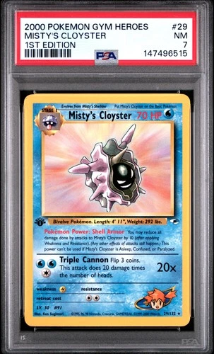 2000 POKEMON GYM HEROES 1ST EDITION #29 MISTY'S CLOYSTER PSA 7
