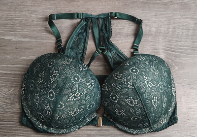 Victoria s Secret Very Sexy Push-Up Bra 32DD 70E Green Lace Racerback Cage