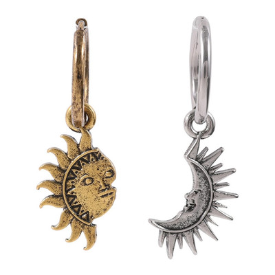 Silber Ohrringe Mond Stern Sonne Hängend Hypoallergen Creolen Anhänger Damen