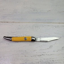 Vintage Imperial PROV RI Yellow Handle Fishing Knife Single Blade 