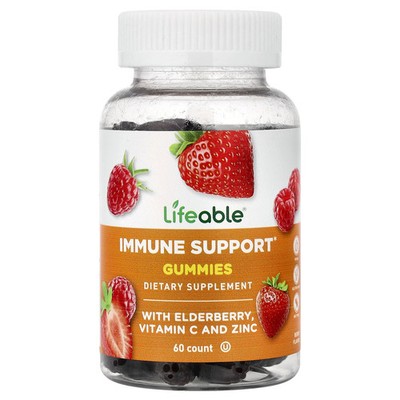 Immune Support Gummies with Elderberry, Vitamin C and Zinc, Berry, 60 Gummies