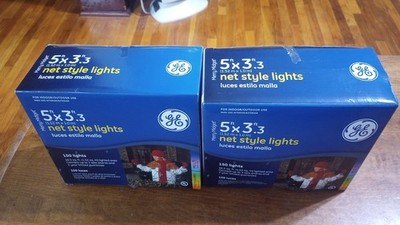 GE 150 Merry Midget Net Style Christmas Lights 2-Sets Multi Colors  New  5'x3'