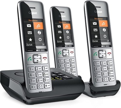 Gigaset Comfort 500A Trio Telefon DECT Anrufbeantworter 3 Mobilteile silber