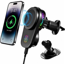 Wireless Car Charger Mount, 15W Fast Charging MagSafe Phone Holder with Cooli...