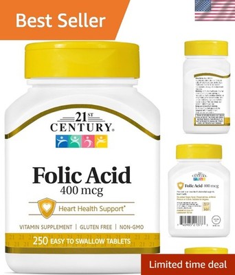 Heart Health Support - 250 Count Folic Acid 400 mcg -Friendly Tablets