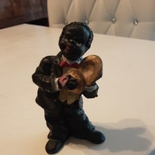 Musikant, Schwarzer MUSIKER, Figur,aus Polyresin, ca.9 Cm..