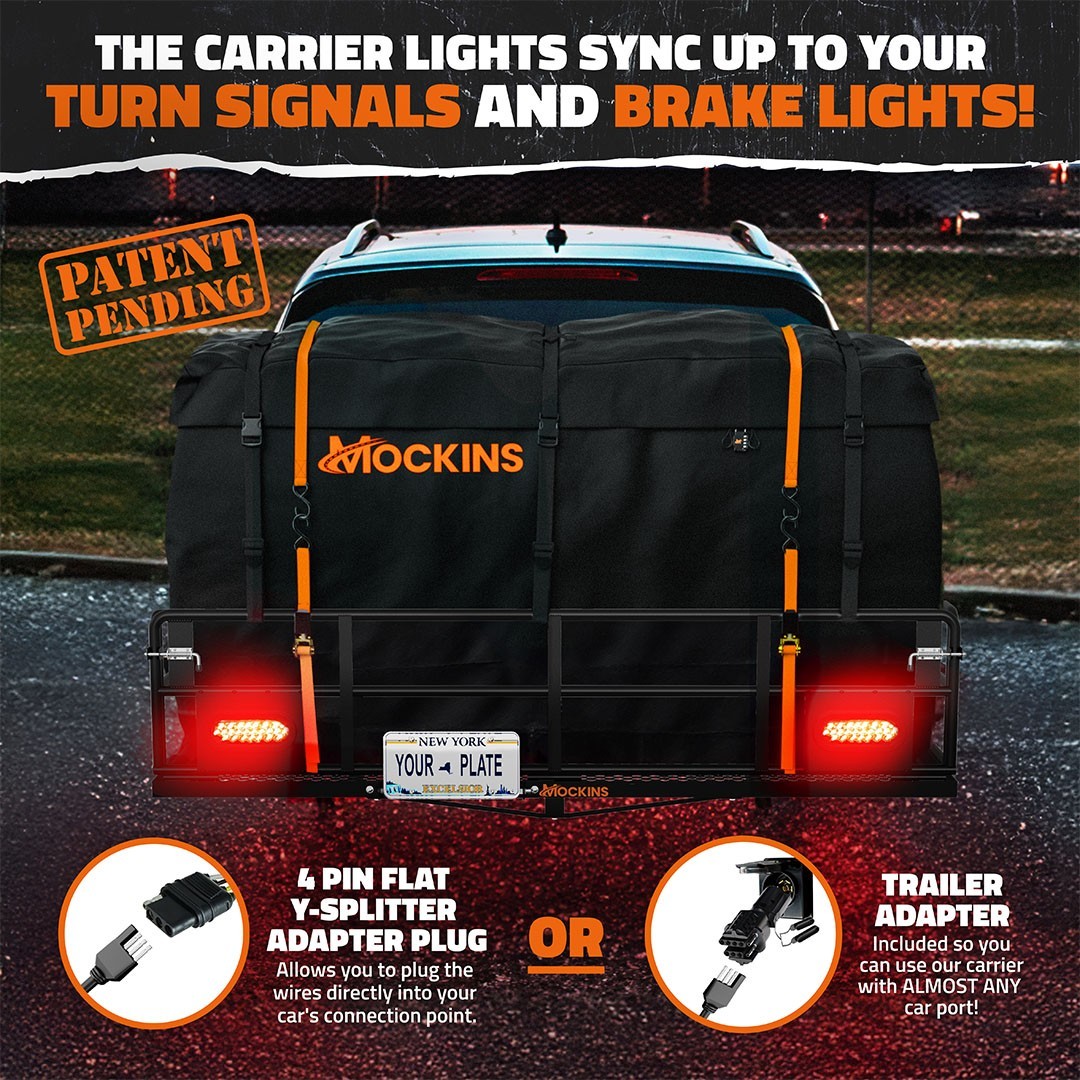 Mockins 66"x30"x14" XL High Rail Hitch Cargo Carrier with 45 Cu.Ft. Bag
