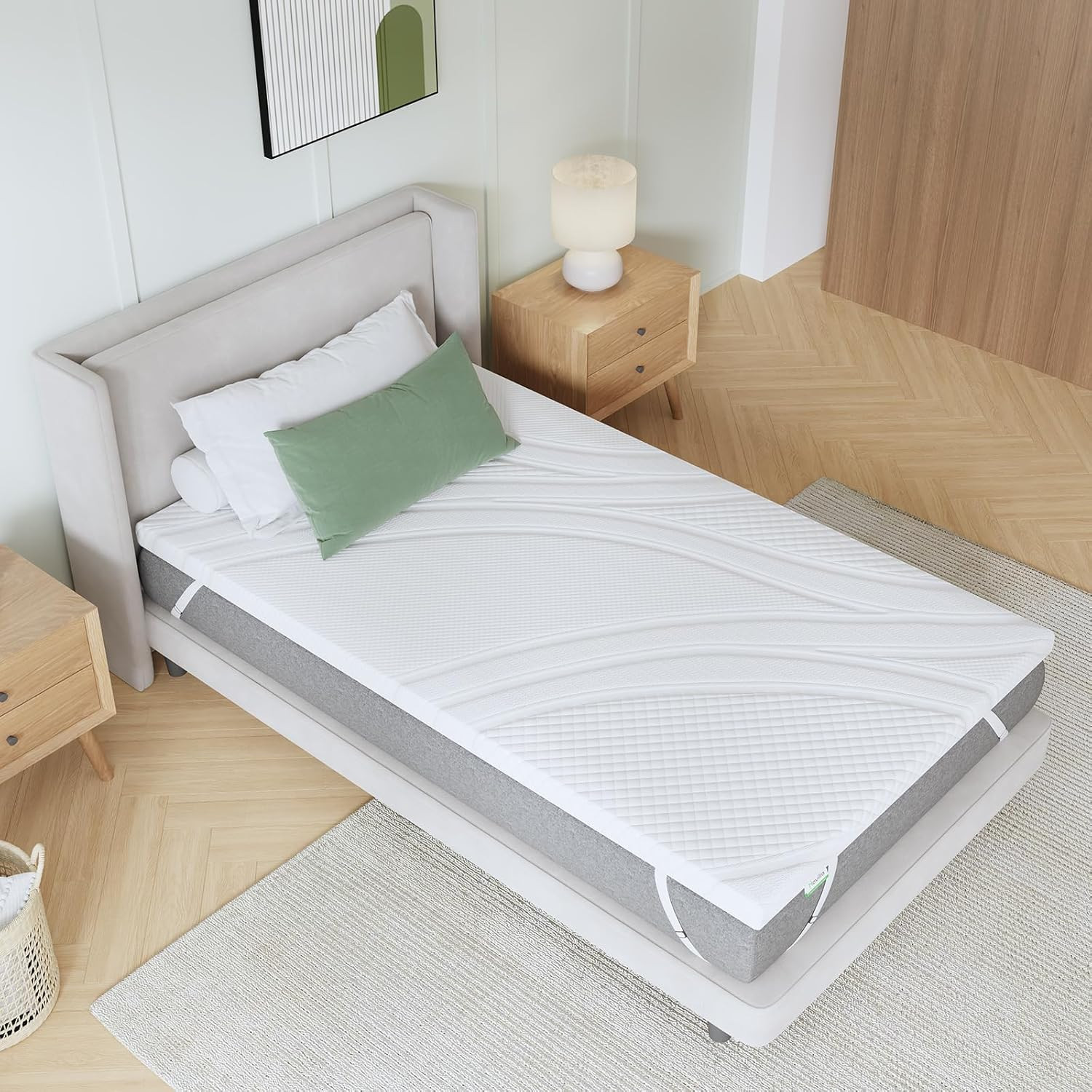 Surmatelas 90x200 en mousse à mémoire de forme gel thermorégulateur de 5 cm