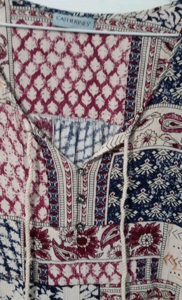 Catherine Boho Patchwork Boho Tunic Top, Size 3x - image 3