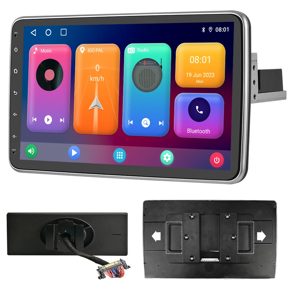 64G DVR 10.1'' Single Din Android 13 Car Stereo FM GPS WiFi BT Carplay Rotatable - Image 3 of 4