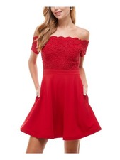 CITY STUDIO Womens Short Dress Red Short Sleeve Lace-up Juniors 9