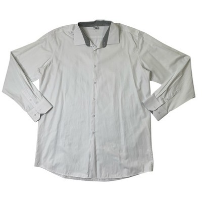 TMG Italy Shirt Mens 18 White Cotton Blend Button Up Long Sleeve Formal Dress