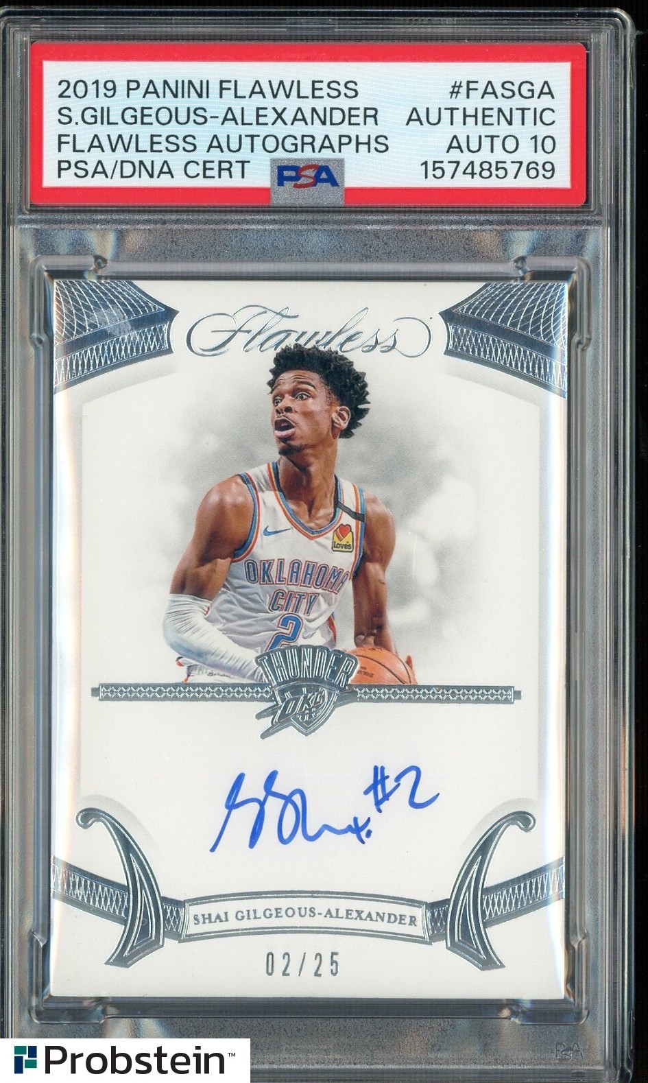 2019-20 Flawless Shai Gilgeous-Alexander Jersey # Match 2/25 PSA/DNA AUTO 10 view 1