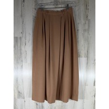 Talbots Wool Pleated Midi Skirt Size 6 25x32.5 Camel Tan Lined USA Vintage