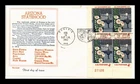 Dr Jim Stamps FDC Arizona Statehood 50 Years Plate Block Rainbow Cachet