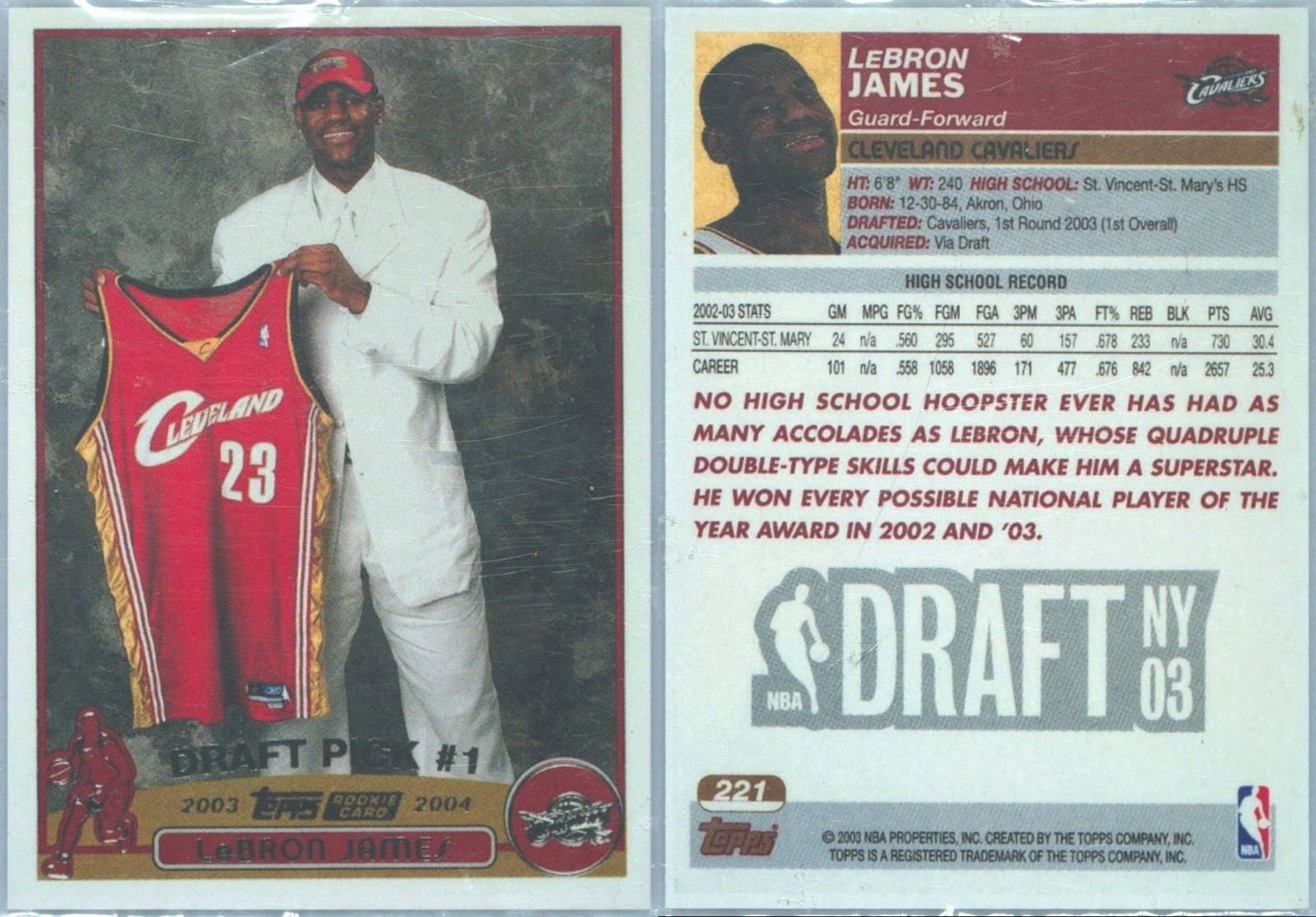 2003-04 Topps - Draft Pick LeBron James #221 (RC)