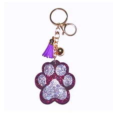 Purple Paw Print Keychain for Women and Girls Rhinestone Purse Charms Bling...
