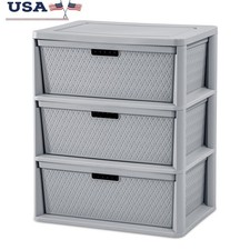 Wide 3 Drawer Storage Tower W/ Removable Bins Easy to Assemble Organizer New