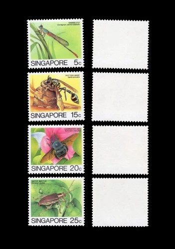 Singapore 1985-9 Insects definitive thick paper reprint set of 4, Mint unhinged.