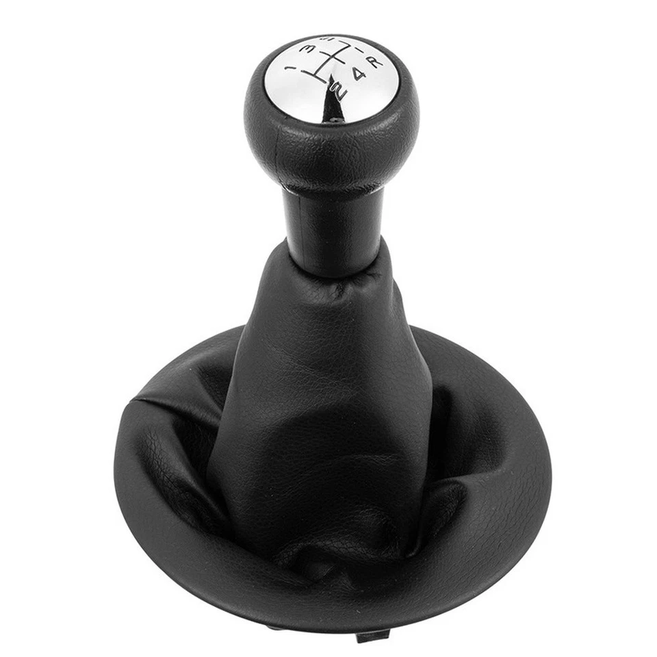 Manual Transmission Gear Shift Knob with Dust Boot Cover Set Black Finish - Image 4 of 4