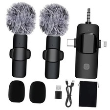 3-in-1 Wireless Lavalier Microphone for iPhone  Android - Studio Quality