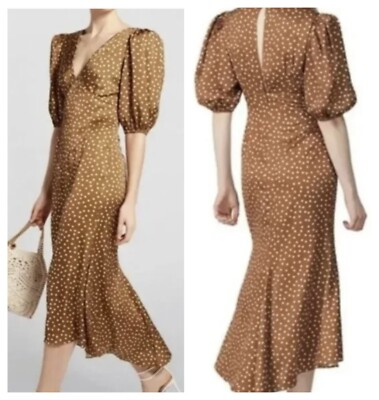 Ronny Kobo Women Callie Nude Polka Dot Empire Waist Open Back Dress XS $599  NWT | eBay