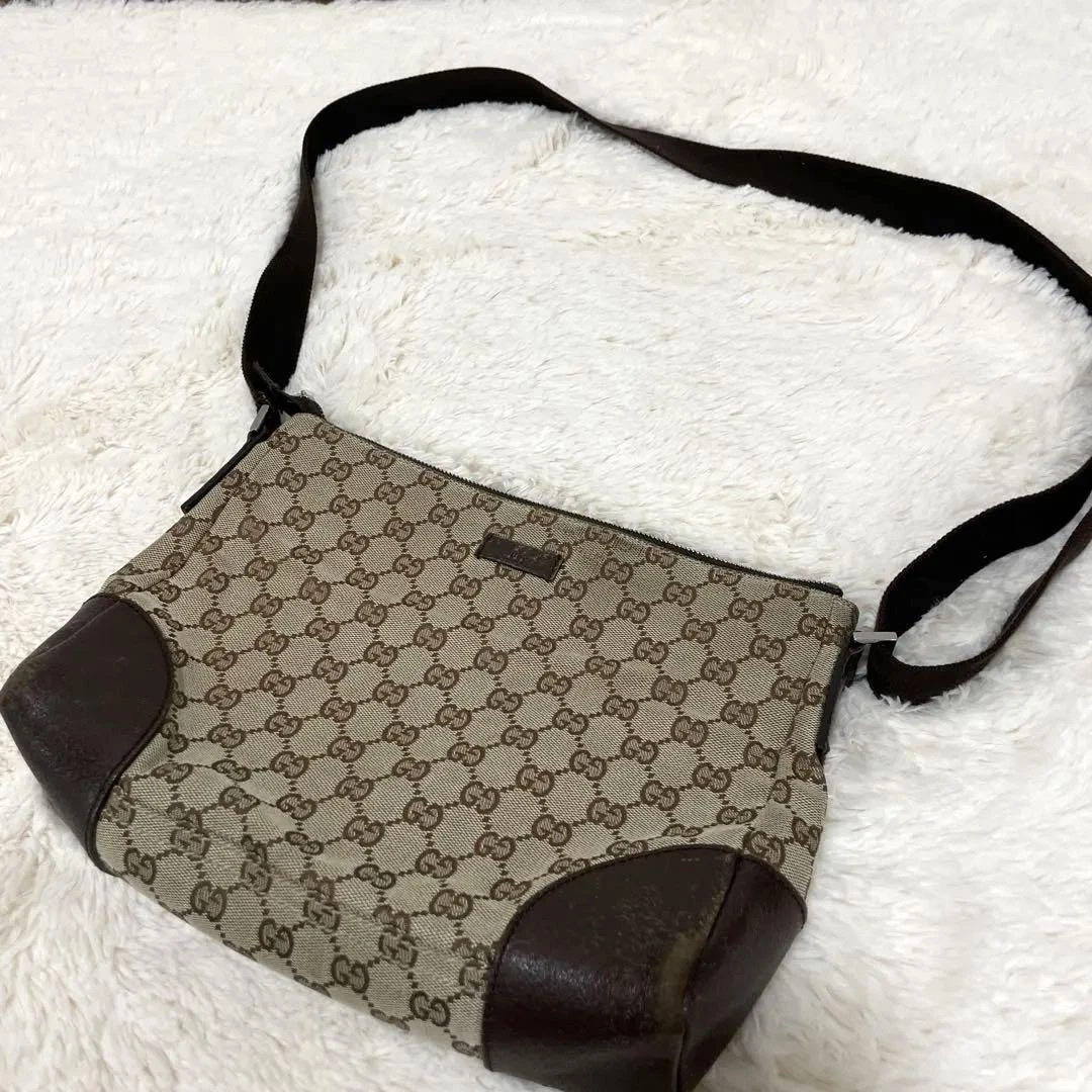 Sac bandoulière GUCCI motif GG toile cuir épaule marron #PCJ44G