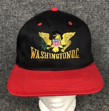 Vintage Washington D.C. Eagle Crest Black  Red Snapback Trucker Hat Near Mint 