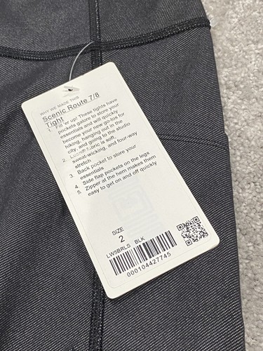 Leggings para mujer Lululemon Scenic Route 7/8 negros ajustados talla 2 lw5brls luon nuevos con etiquetas - Imagen 6 de 20